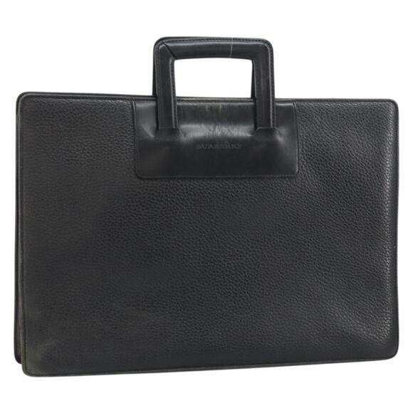 Business Bag Burry Bag BURBERRY Business Bag Leather Black Auth 160724